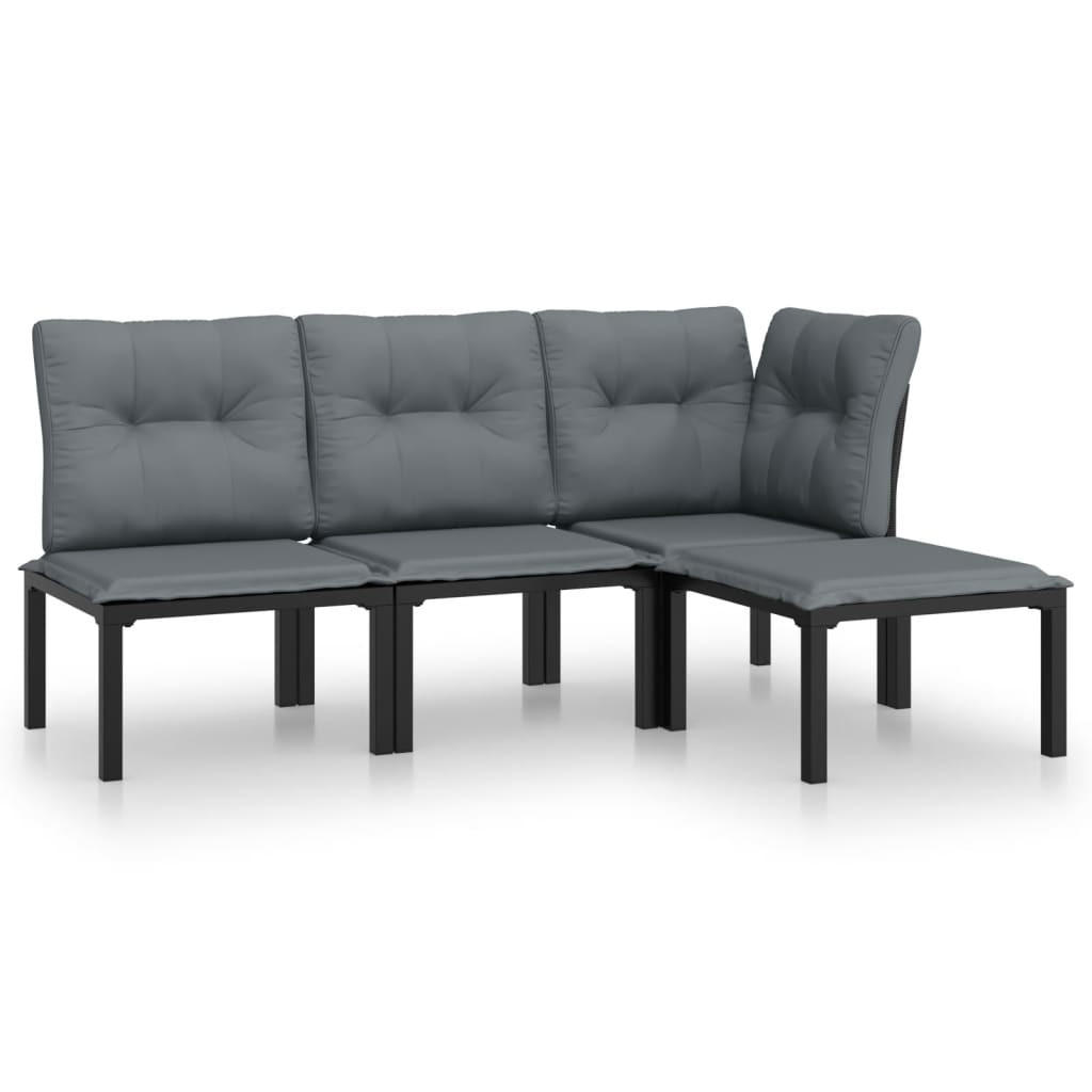vidaXL Garten-Lounge-Set Schwarz