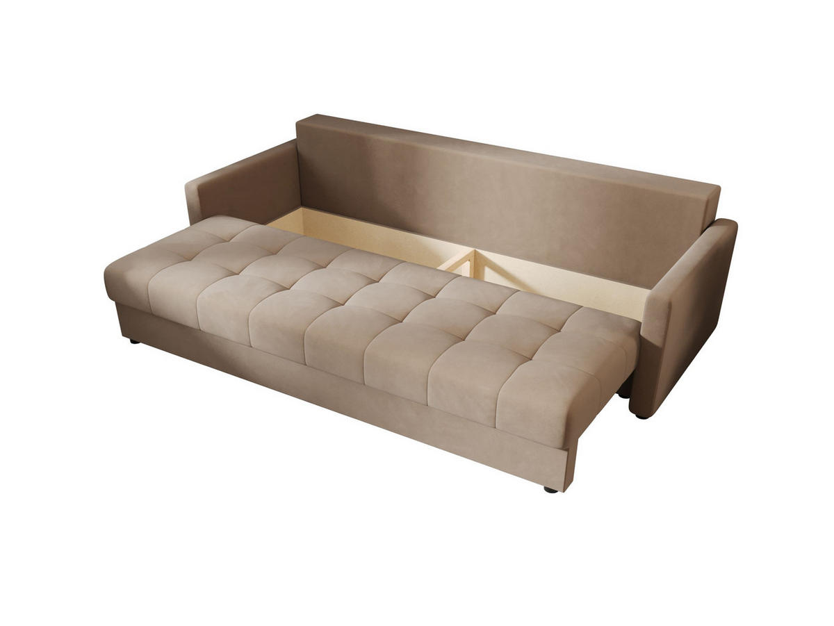 SOFA MOS mit Schlaffunktion ITAKA 48 mit Stauraum - Hellbraun, Textil (84/72/220cm) - Bedante