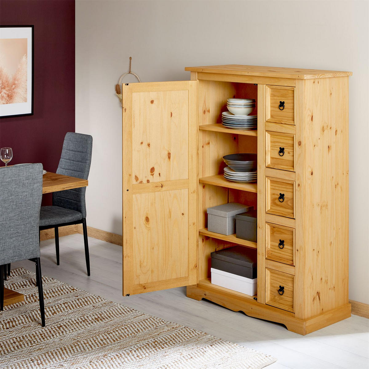 KOMMODE TEQUILA - Kieferfarben, Holz (95/150/45cm) - IDIMEX