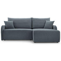 ECKSOFA Netarro, Dunkelgrau Chenille, rechtsseitig - Dunkelgrau/Schwarz, Kunststoff/Textil (198/147cm) - Selsey