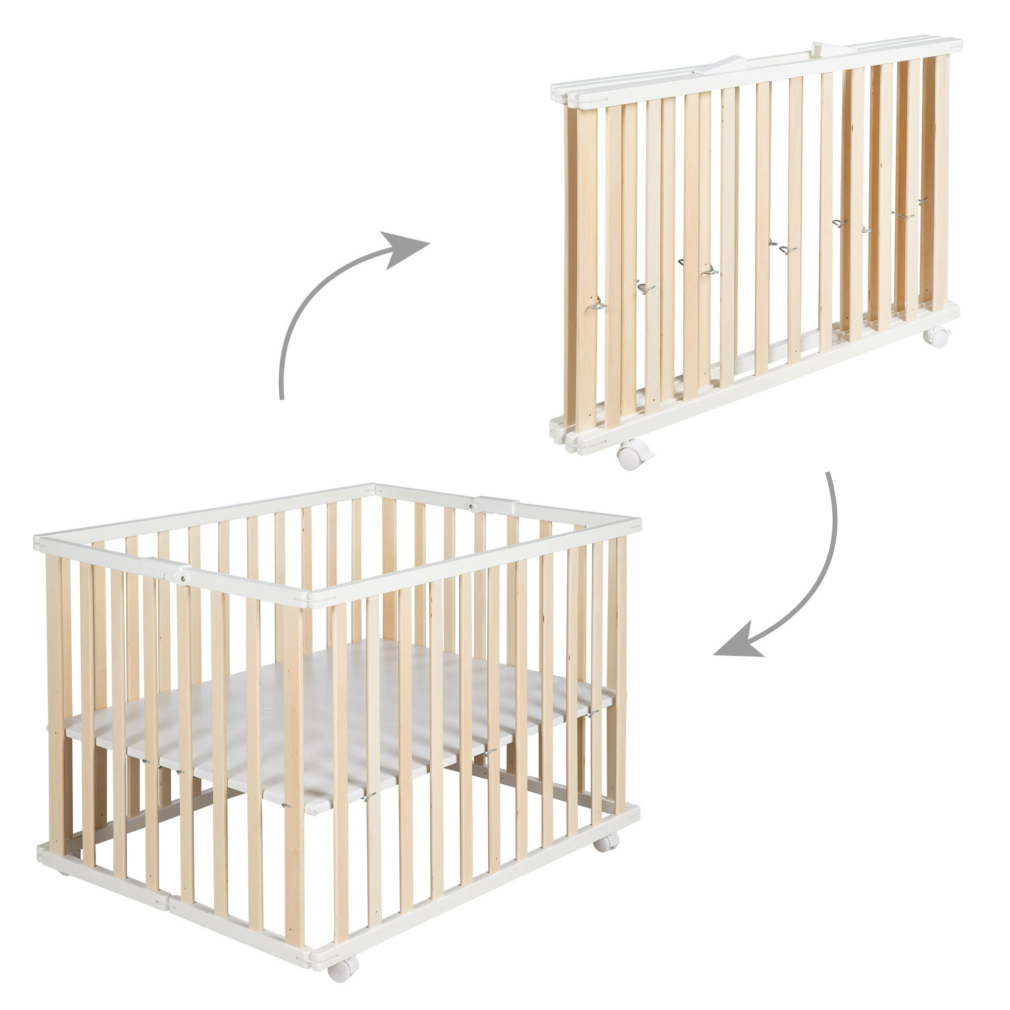 LAUFGITTER KLAPPBAR zweifarbig - Naturfarben, Holzwerkstoff (74/72.5/100cm) - Roba