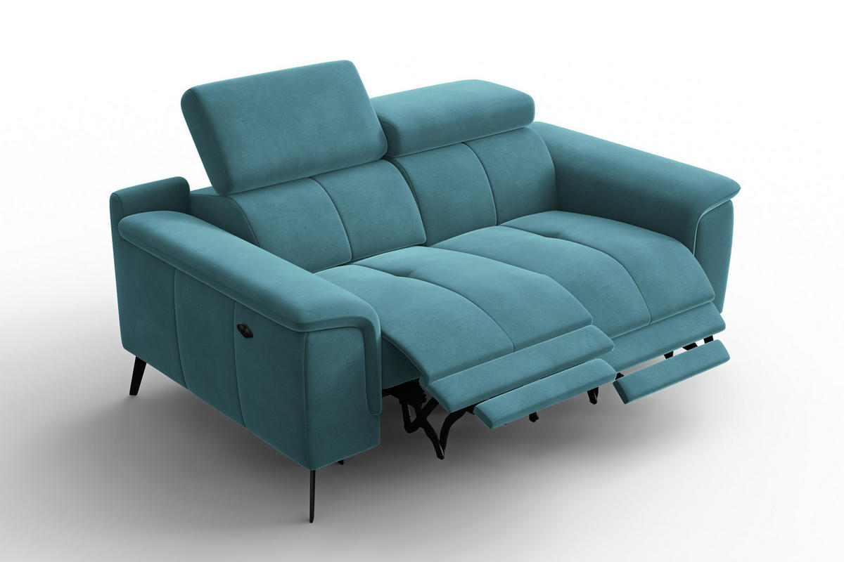 SOFA RELAX FIERO 2-Sitzer, Minter Veloursstoff - Schwarz/Mintgrün, Holz/Textil (170/82/103cm) - Courtois Laville