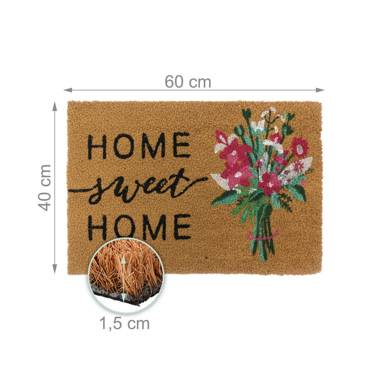 FUSSMATTE - Multicolor, Kunststoff/Textil (60/40cm) - Relaxdays