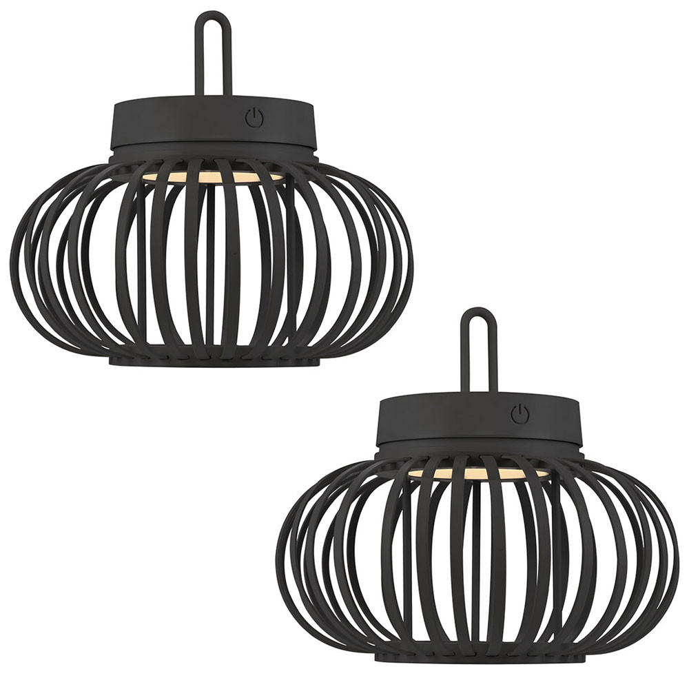 PENDLEUCHTE GABBIA Metall Schwarz, LED Akku, 2er Set - Schwarz, Metall (25/25/22cm)