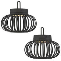 PENDLEUCHTE GABBIA Metall Schwarz, LED Akku, 2er Set - Schwarz, Metall (25/25/22cm)