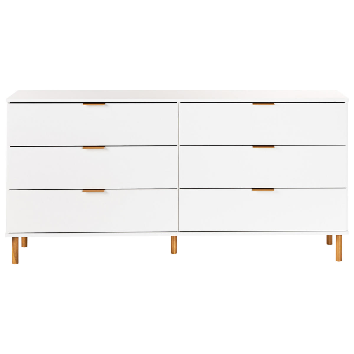 KOMODA s 6 zásuvkami Bílá Walpole - bílá, kompozitní dřevo (158/76/40cm) - Beliani