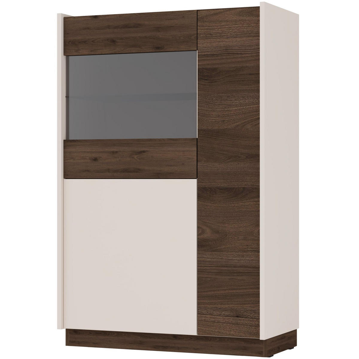 VITRINE Kobbe Beige / Nussbaum 85 cm - Beige, Holzwerkstoff (85.4/130/40cm) - Selsey