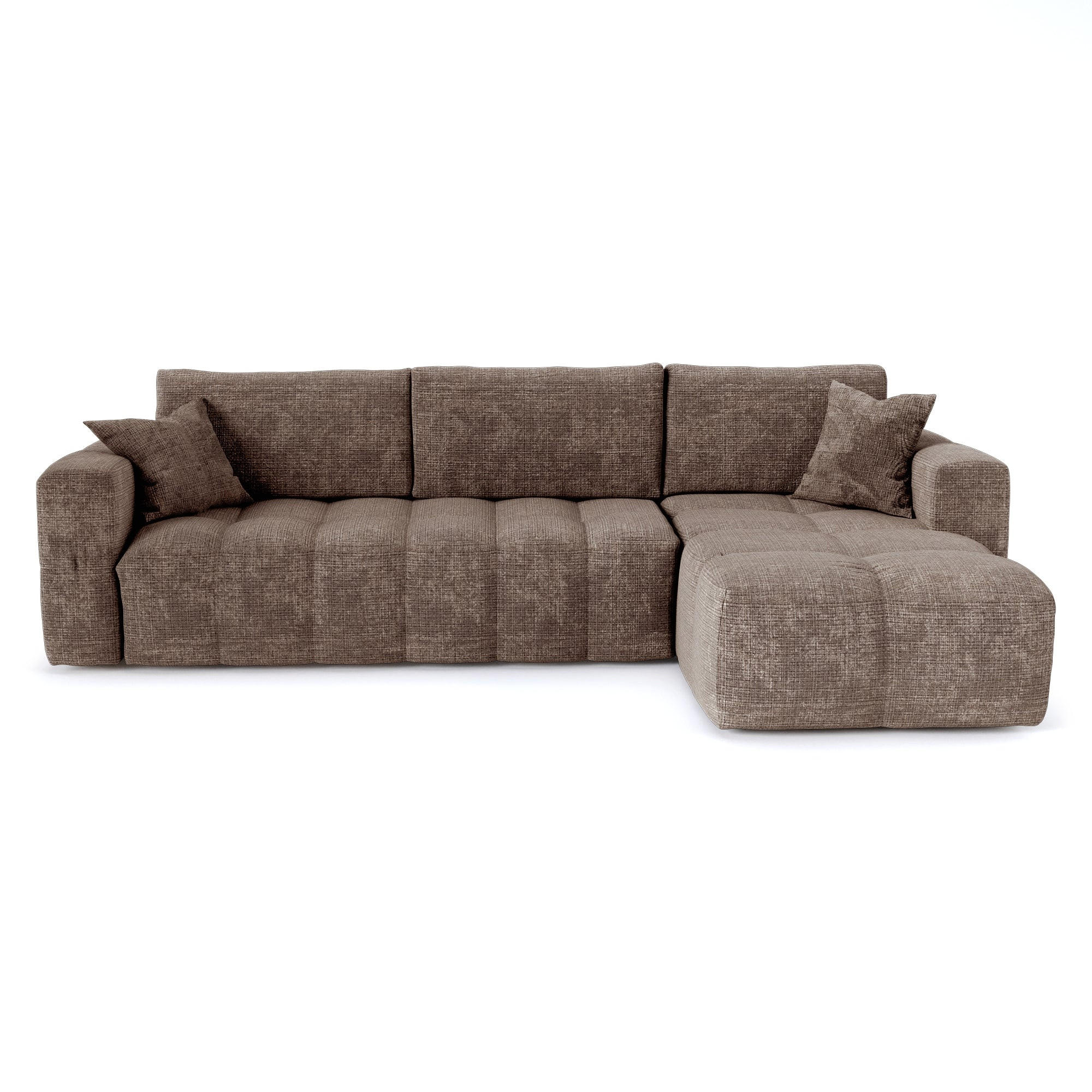 ECKSOFA rechtwinklig VIBE Geprägter Samt Taupe 286cm - Taupe, Textil (286/165cm) - Premium Interiors