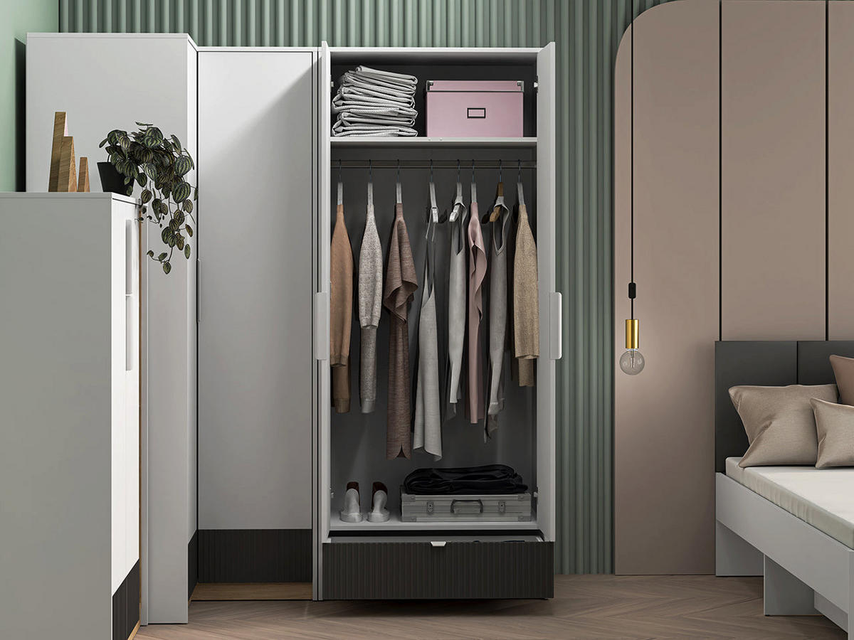 KLEIDERSCHRANK – 82 cm – Torino – Weiß - Weiß, Holzwerkstoff (82/196/53cm) - hi-markt
