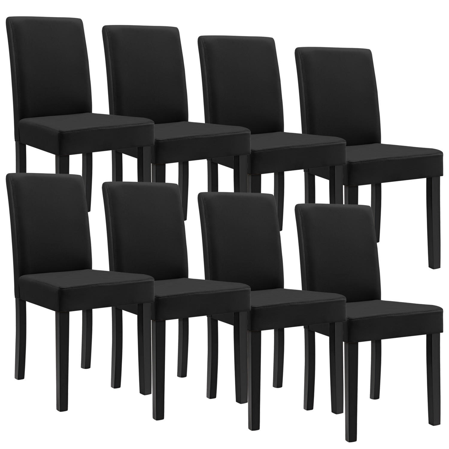 POLSTERSTÜHLE (8er-Set) - Schwarz, Holz (42/90/48cm) - [en.casa]