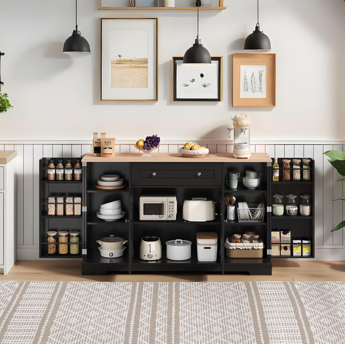 SIDEBOARD mit Schublade 138 cm MDF Schwarz - Schwarz, Holzwerkstoff (138/85/40cm) - Meubliv