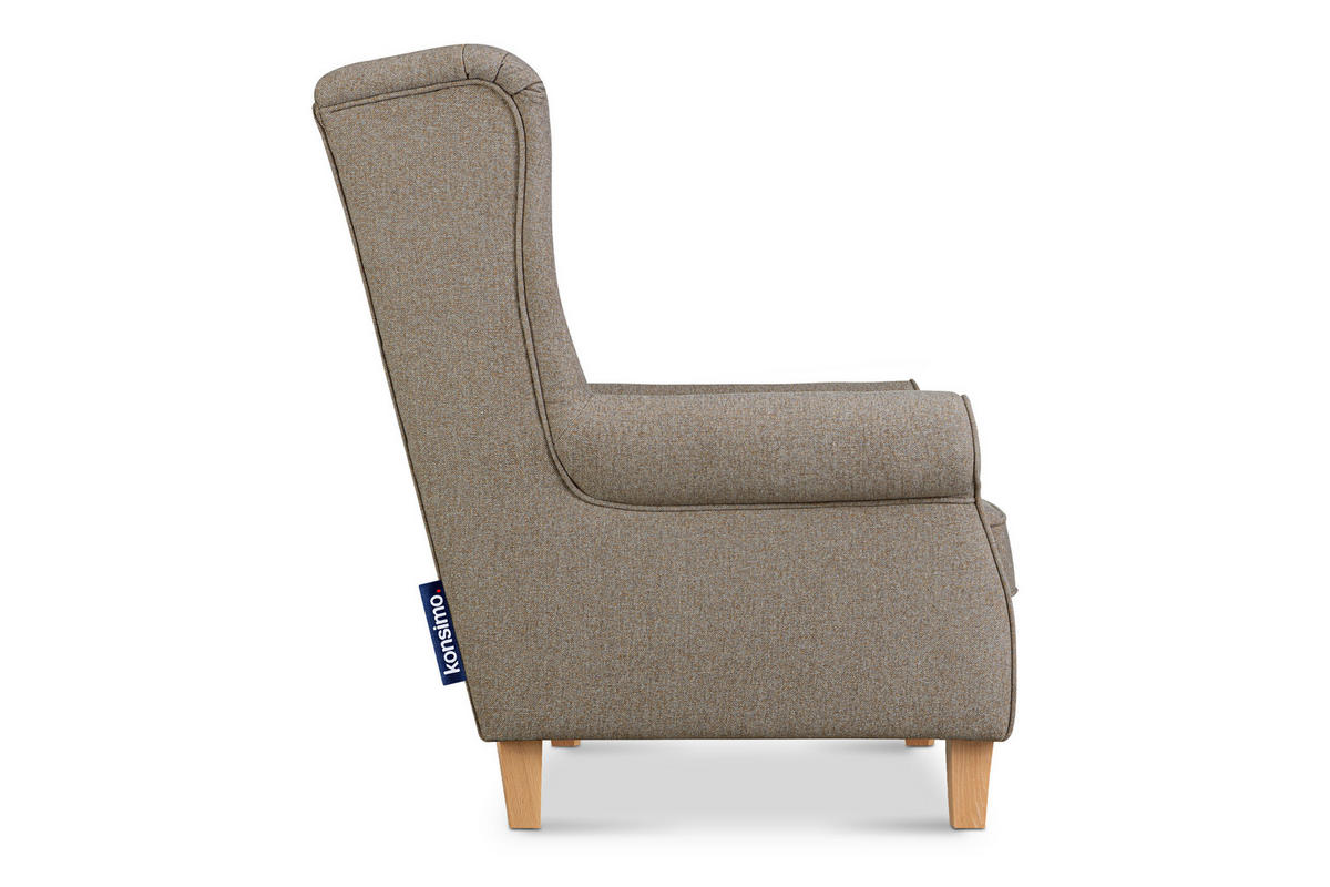 OHRENSESSEL MILES Massivholzbeine buche, hellbraun - Hellbraun, Holzwerkstoff/Buchenholz (82/105/97cm) - KONSIMO®