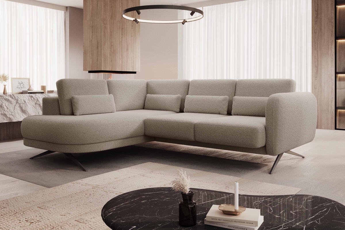 ECKSOFA ILUSIO L 250x205cm, Schlaffunktion, Grau, Links - Grau, Holz/Textil (205/248cm) - DomoHome