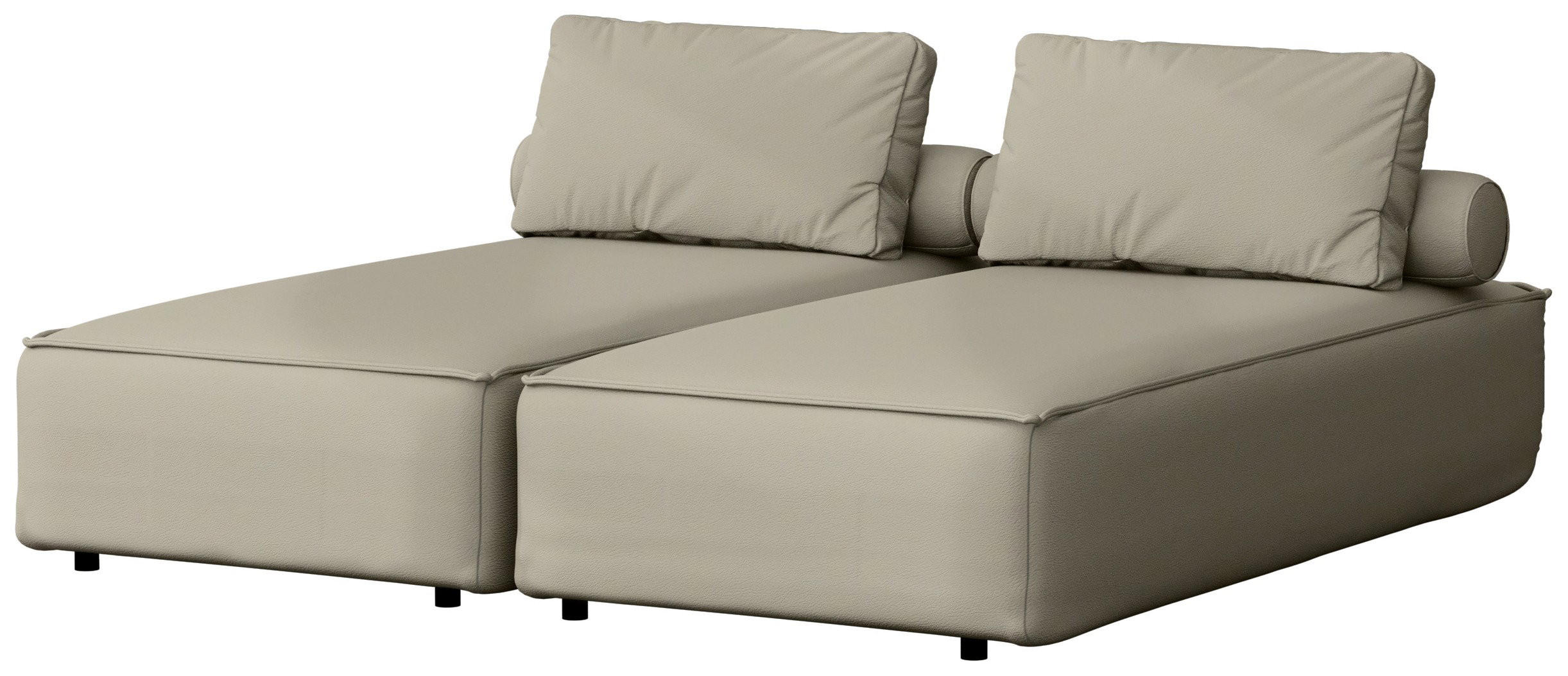 GARTENLIEGE Lorento 2er-Set Outdoor Polster-Doppelliege, Taupe Beige Kunstleder 184/73/195 cm - Taupe, Textil (92/73/195cm) - WFL GROUP