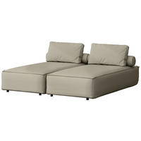 GARTENLIEGE Lorento 2er-Set Outdoor Polster-Doppelliege, Taupe Beige Kunstleder 184/73/195 cm - Taupe, Textil (92/73/195cm) - WFL GROUP