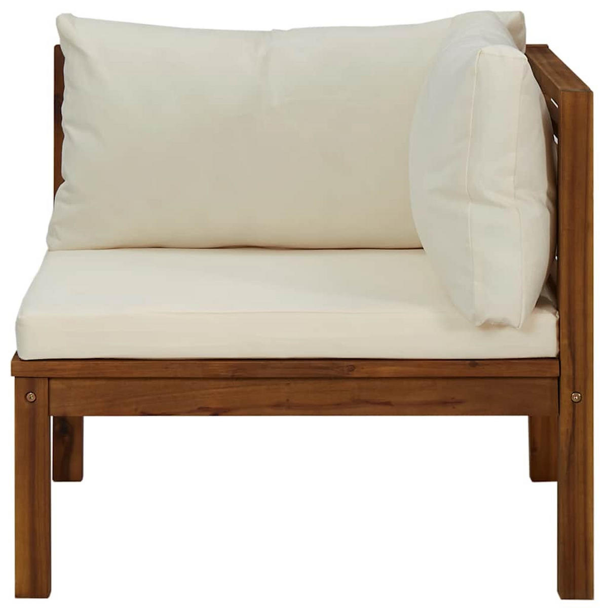 SOFAGARNITUR 2-teilig Mit CremeWeißen Kissen Massivholz Akazie - Creme/Braun, Holz/Textil (69/62.5/69cm) - vidaXL