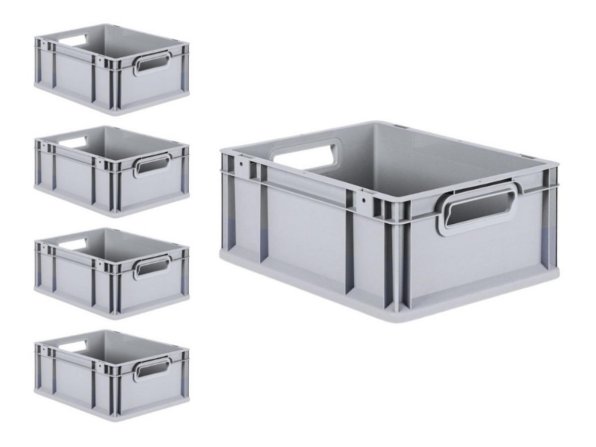 EUROBOX 5x Nextgen Economy Griffe Offen 17x30x40cm 16 Liter - Grau, Kunststoff (30/17/40cm) - PROREGAL