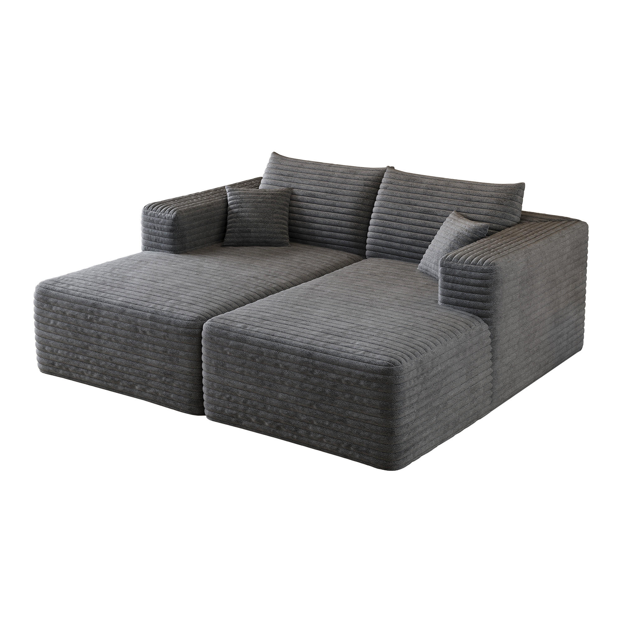 SCHLAFSOFA DE-34891 mit Chaiselongue Dunkelgrau - Dunkelgrau, Textil (151/180cm) - ComfortXL