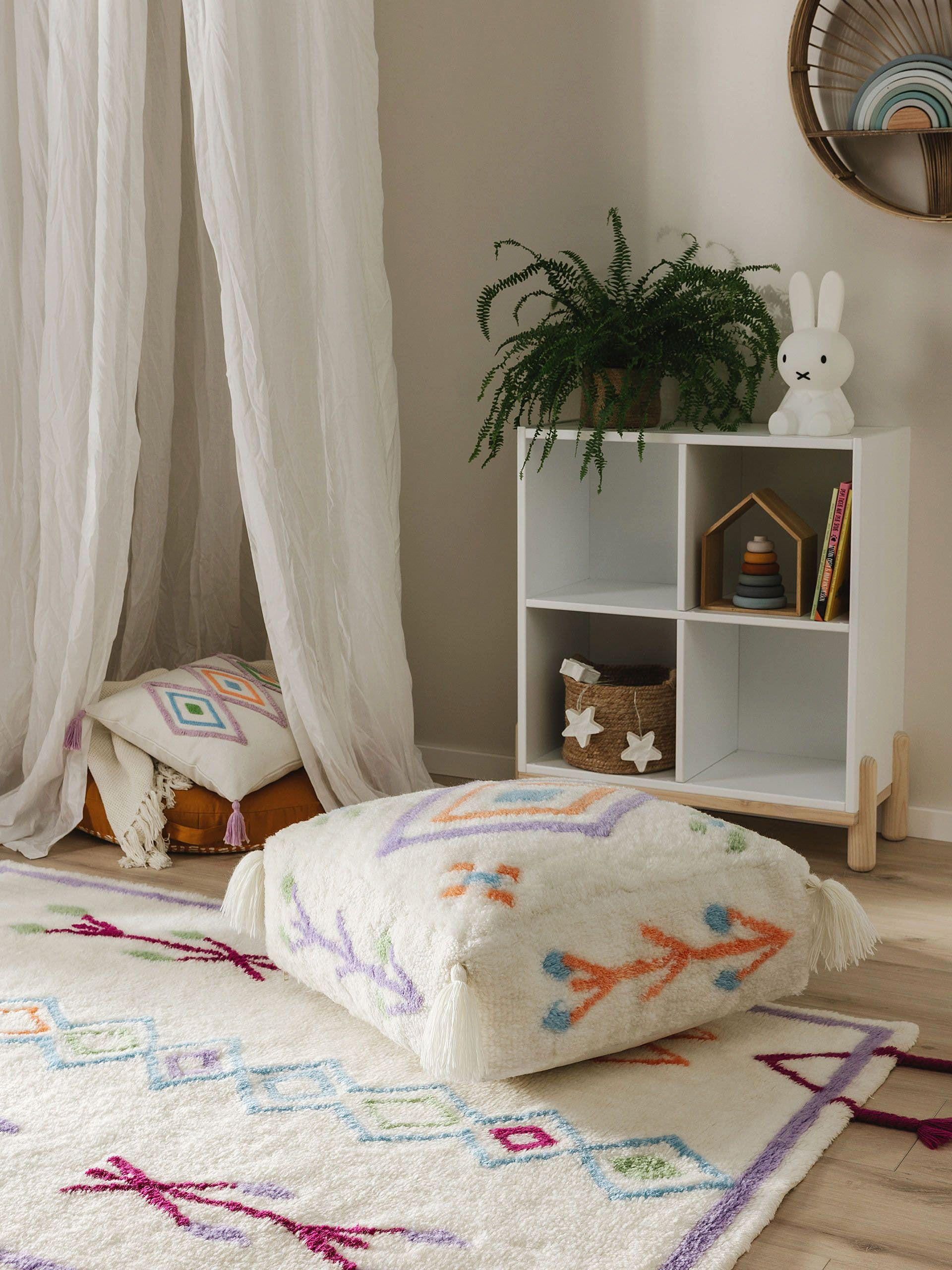 WOLL-POUF handgefertigt Malika Multicolor 55x55x20 cm - Multicolor, Textil (55/20/55cm) - Lytte