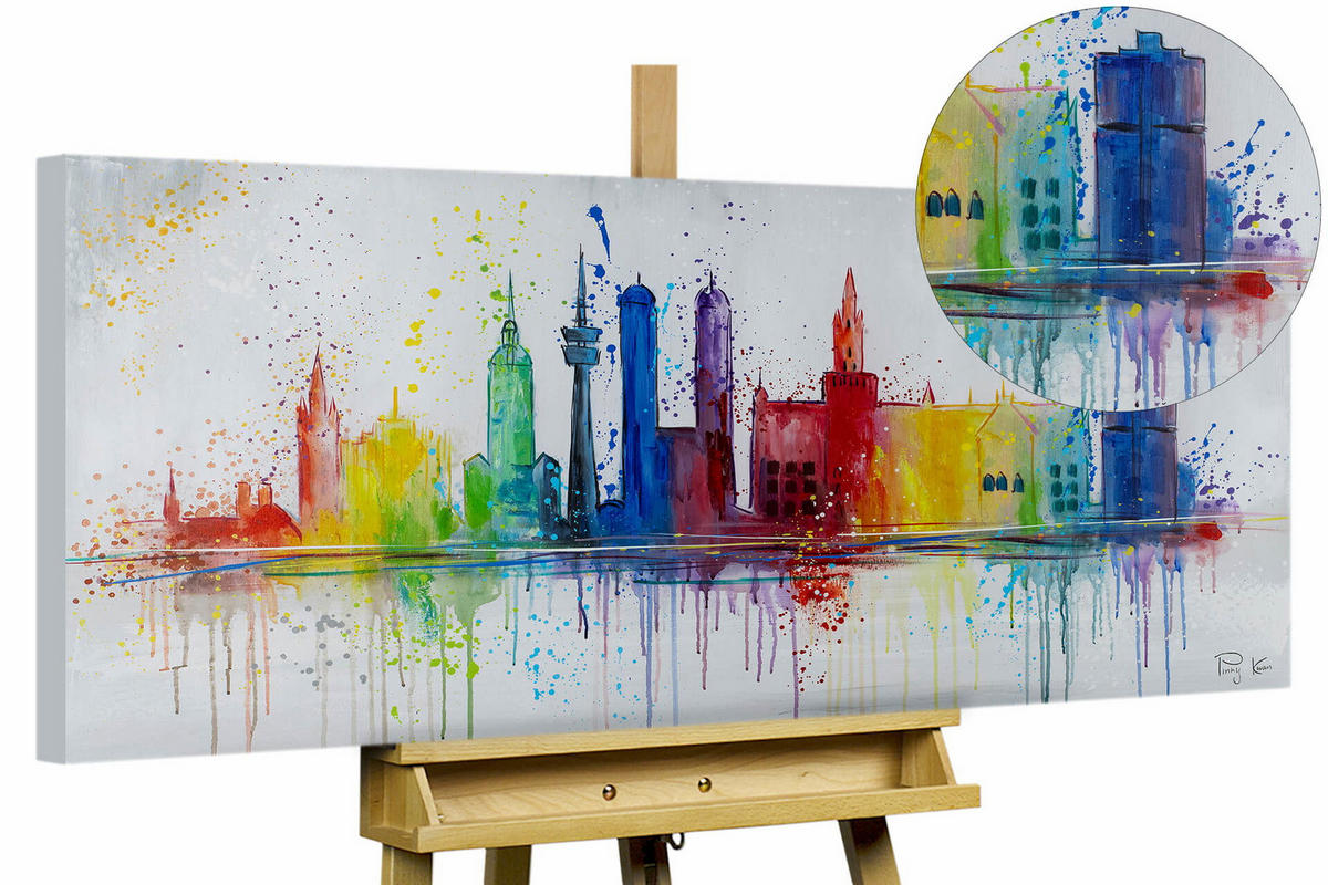 ACRYLBILD HANDGEMALT 120/60 cm - Multicolor/Grau, Holz/Textil (120/60cm) - KUNSTLOFT