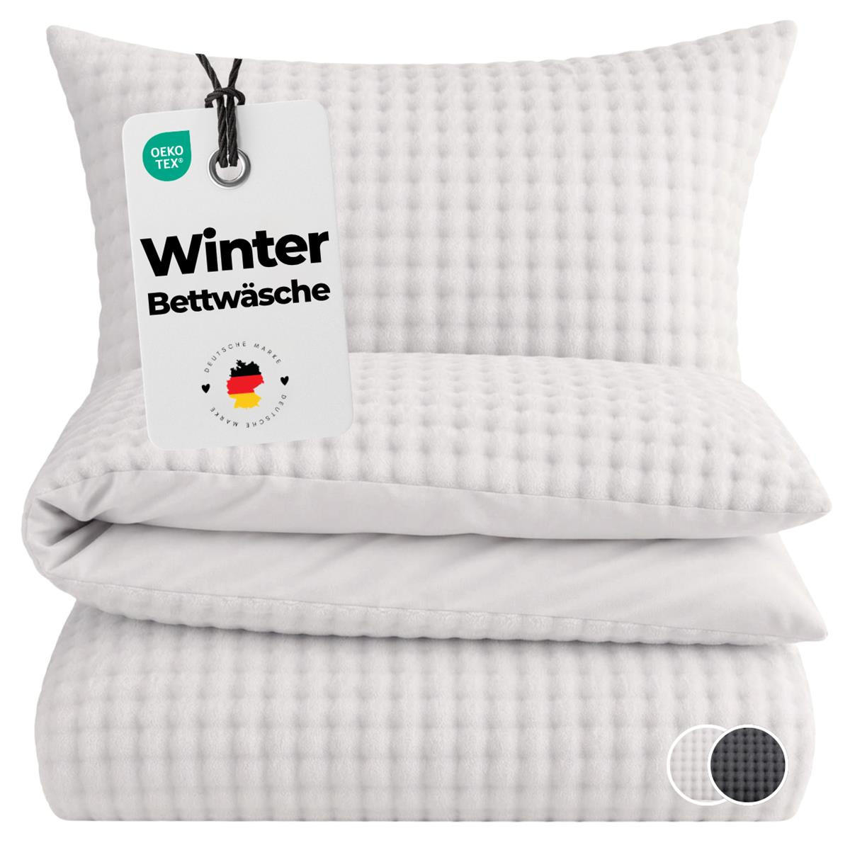 WINTER-BETTWÄSCHE 135x200 mit 3D Bubble - Warme Plüsch Kuschelbettwäsche aus Mikrofaser - Wollweiß - Weiß, Textil (135/200cm) - Carpe Sonno