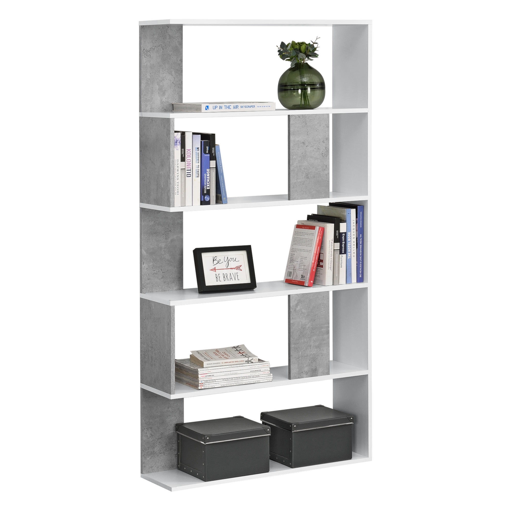 BÜCHERREGAL Aneby - Weiß/Grau, Holzwerkstoff (80/159/23.5cm) - [en.casa]