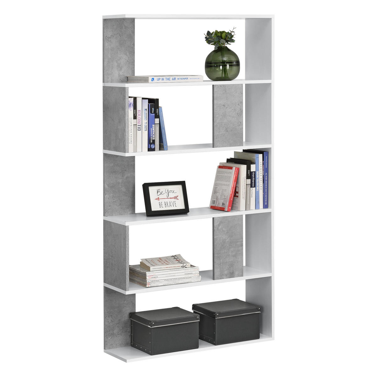BÜCHERREGAL Aneby - Weiß/Grau, Holzwerkstoff (80/159/23.5cm) - [en.casa]