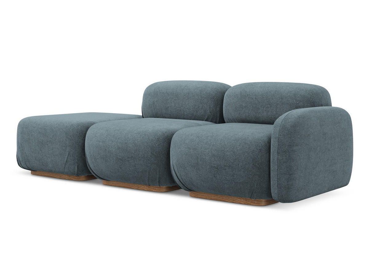 3-SITZER SOFA Links Bouclé Stoff Blau - Blau/Blaugrau, Holz/Textil (95/73/258cm) - Makamii
