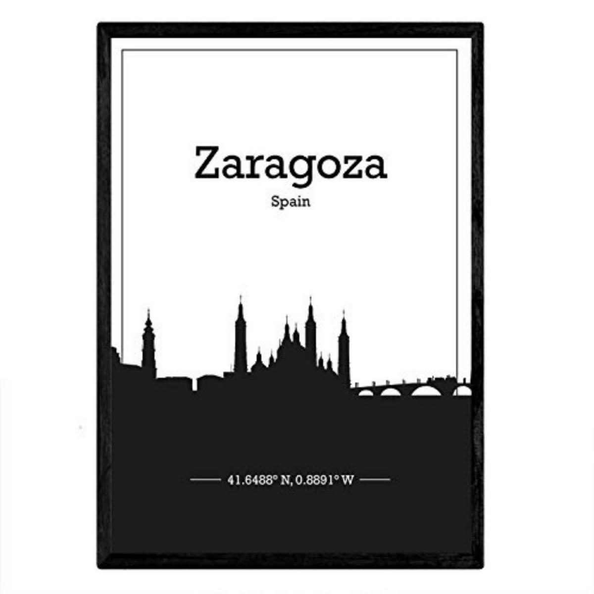 POSTER Zaragoza Skyline A4 Rahmenlos - Klar, Papier (29.7/5/21cm) - Nacnic