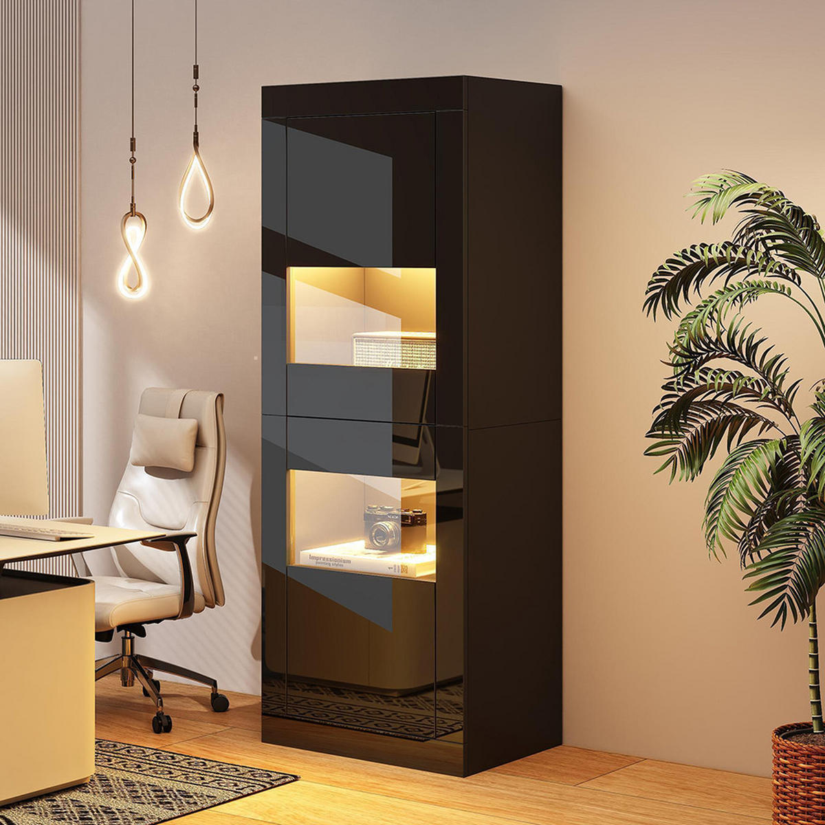 VITRINE 61 x 42 x 162 cm in Schwarz - Schwarz, Holzwerkstoff (42/162/61cm) - KOMHTOM