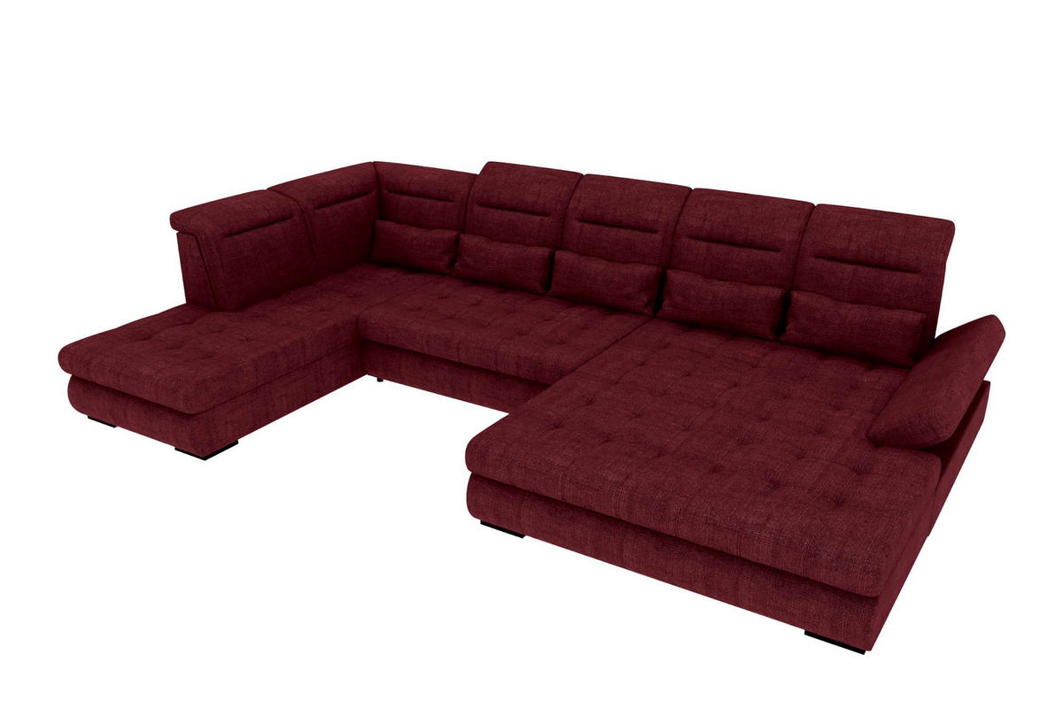 WOHNLANDSCHAFT Toscana Velours inkl. Schlaffunktion - Bordeaux, Textil (358/87/208cm) - 99rooms