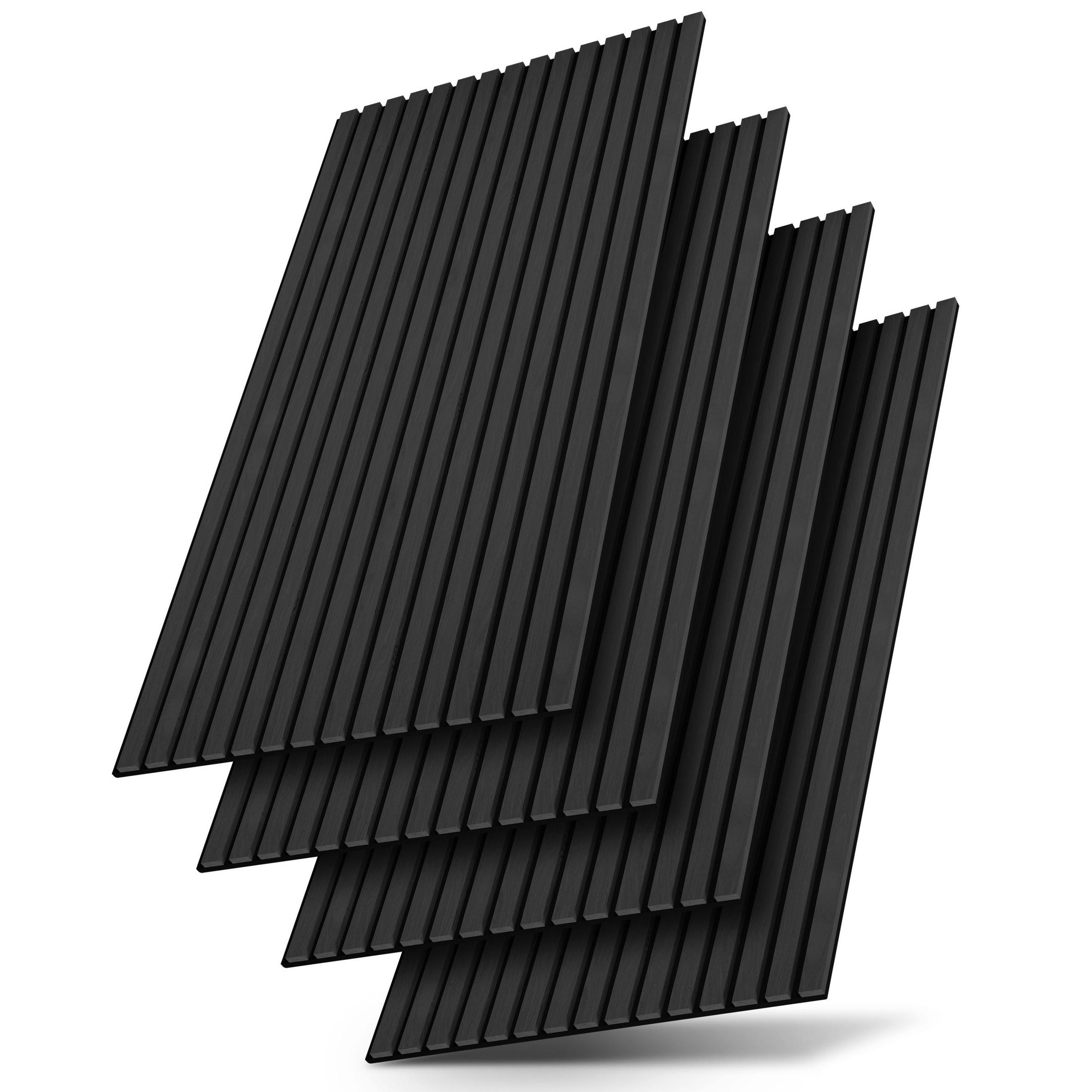 WANDPANEELE Akustik 120x60 cm Eiche Dunkelgrau (4er-Set) - Dunkelgrau, Holz (60/120/1.8cm) - Juskys