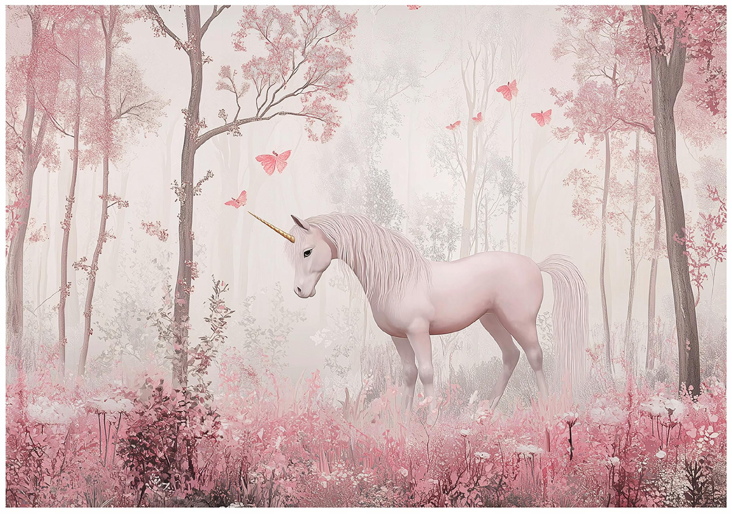 TAPETE Kinderzimmer Mädchen Einhorn Vlies Fototapete 350x250 - Multicolor, Papier (350/250cm) - Wallarena