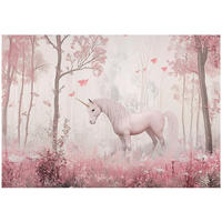 TAPETE Kinderzimmer Mädchen Einhorn Vlies Fototapete 150x105 - Multicolor, Papier (150/105cm) - Wallarena