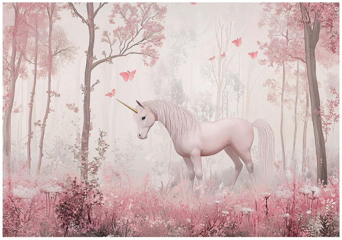 TAPETE Kinderzimmer Mädchen Einhorn Vlies Fototapete 150x105 - Multicolor, Papier (150/105cm) - Wallarena