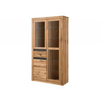 VITRINE Wild-/ Zerreiche 110x42x200 Eiche natur geölt MONTREUX #118 - Braun, Holz (110/200/42cm) - Massivmoebel24