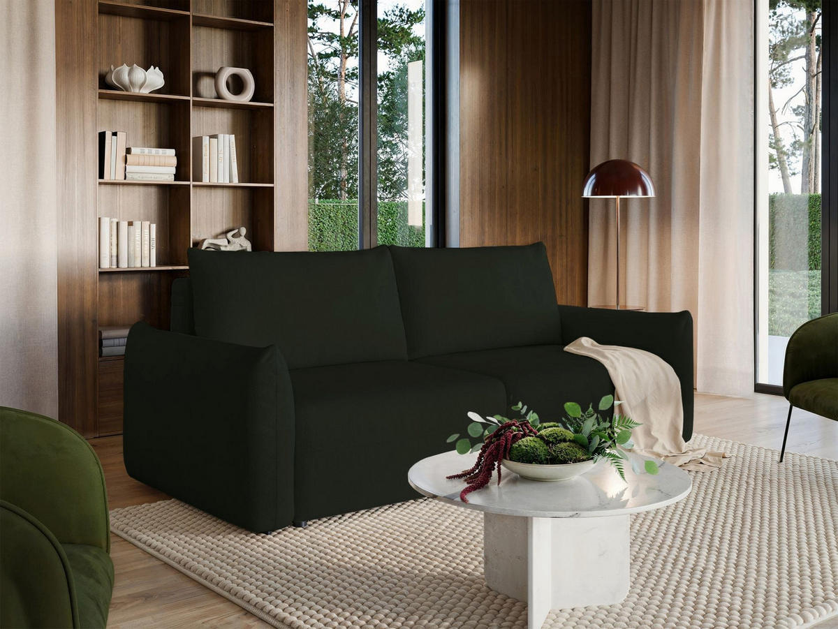 SCHLAFSOFA Theolla Grün - Schwarz/Grün, Textil/Metall (248/97/111cm) - Selsey