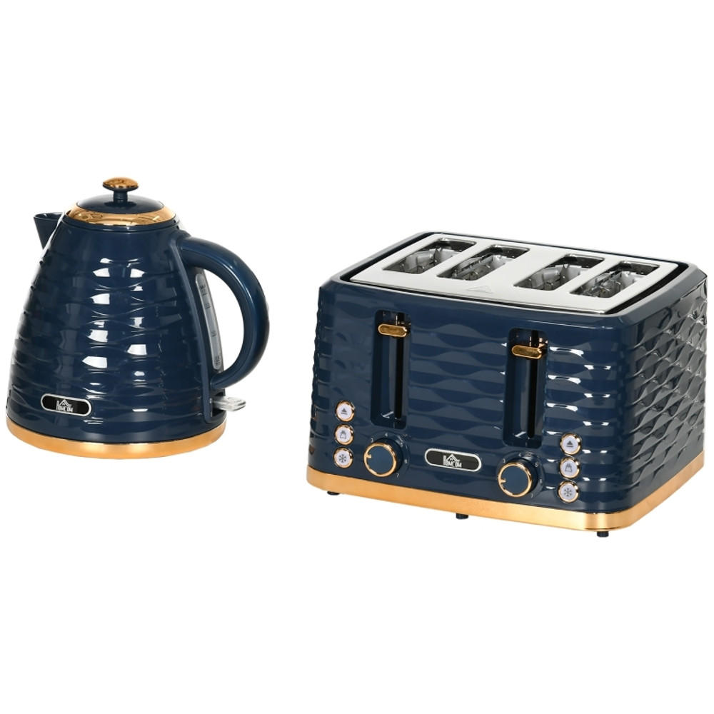 WASSERKOCHER-TOASTER und Toaster Set 1,7L 4 Scheiben Blau - Blau, Kunststoff (19.5/23.2/24.1cm) - Rolipo