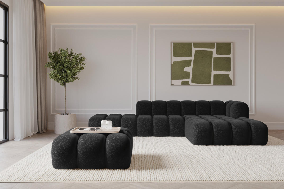 TABURET OLEA-PUF 91x87x44 cm Černá Žinylka - černá, kompozitní dřevo/textil (91/44/87cm) - ALTDECOR