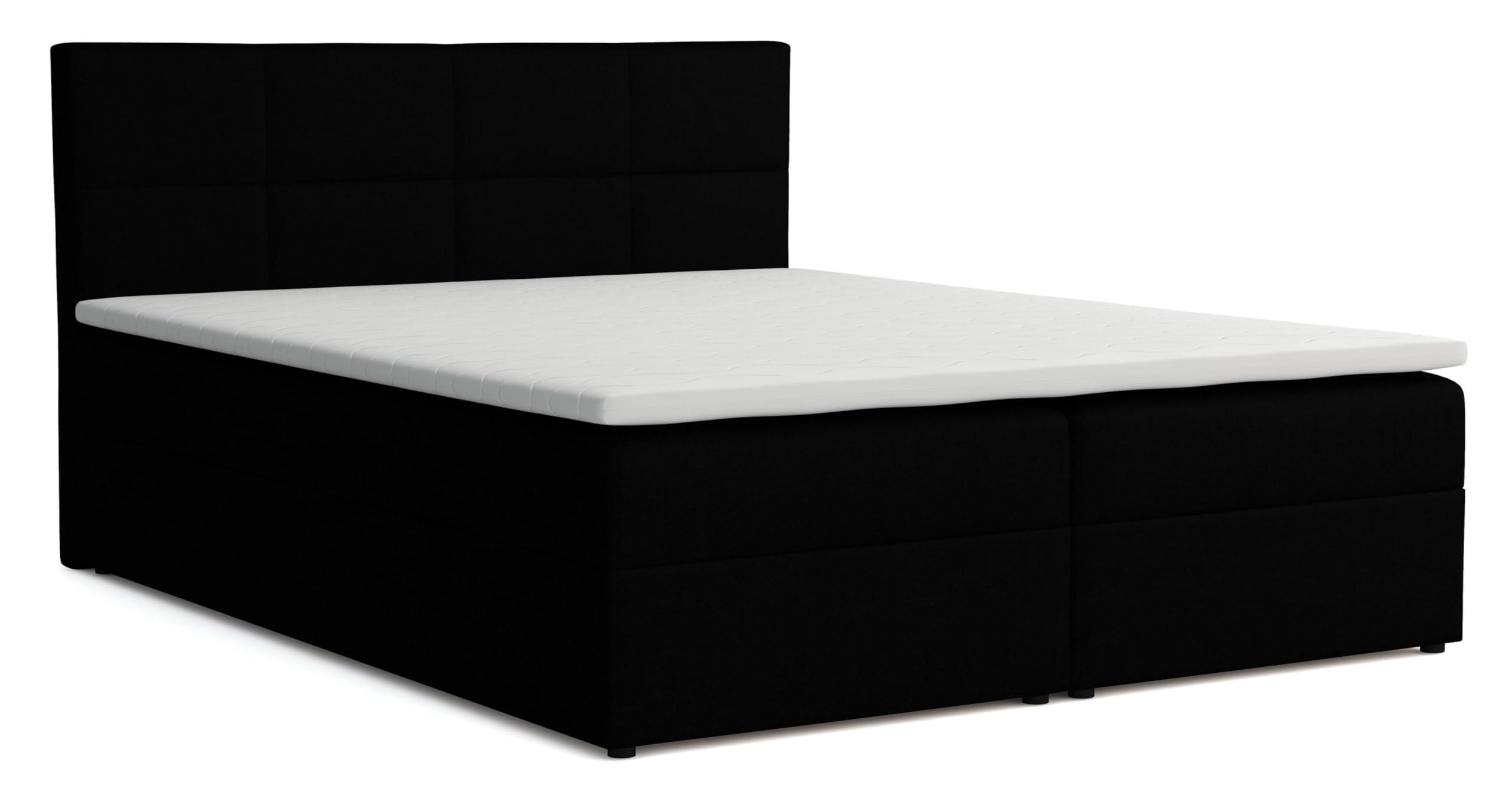 BOXBETT Betty mit Bettkästen und Matratze H2/H3 180 x 200 cm - Schwarz, Holzwerkstoff (180/200cm) - VENASI MÖBEL