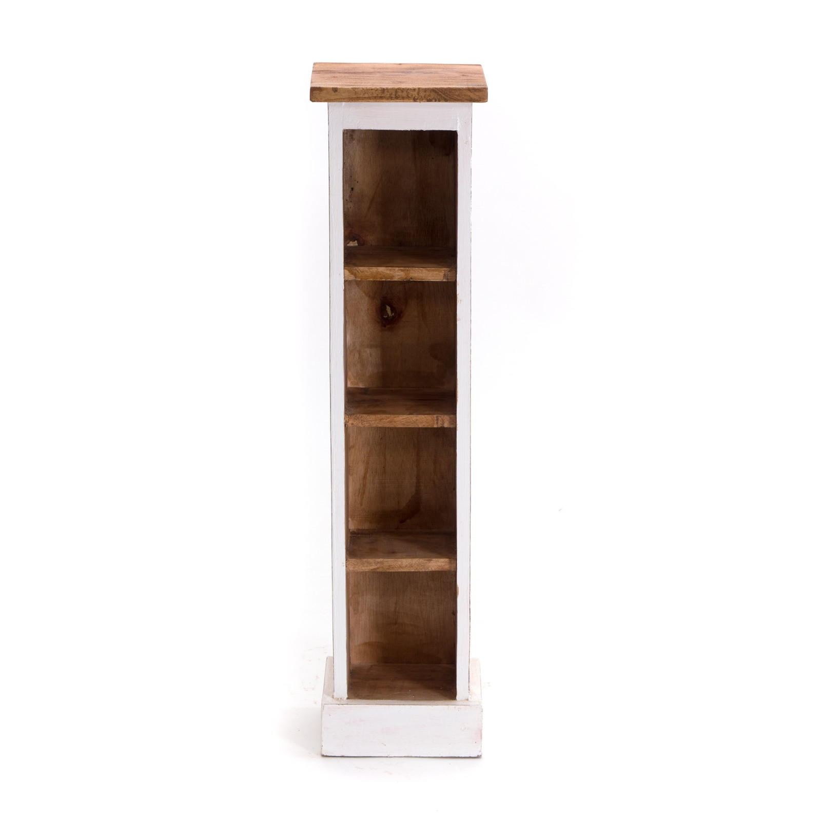 CD REGAL TOWER Mahagoni Massivholz, 4 Fächer 06 weiß-landhaus - Weiß, Holz (16/76/15cm) - DESIGN DELIGHTS