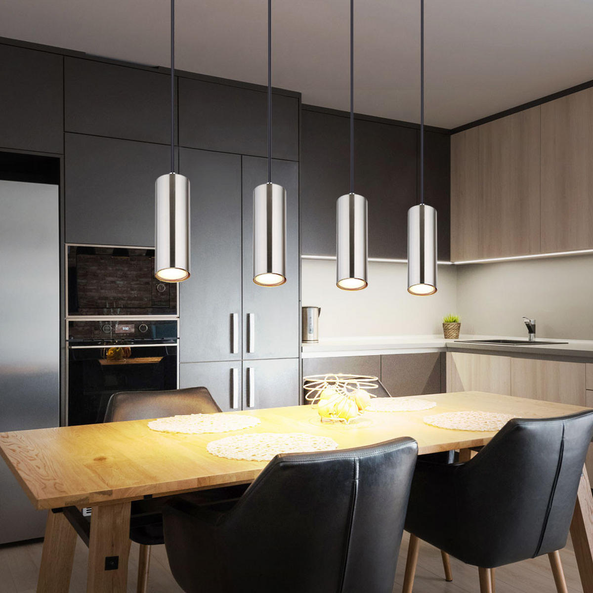 LED HÄNGELEUCHTE Metall Silber 4-flammig - Silberfarben, Metall (65/6/120cm)