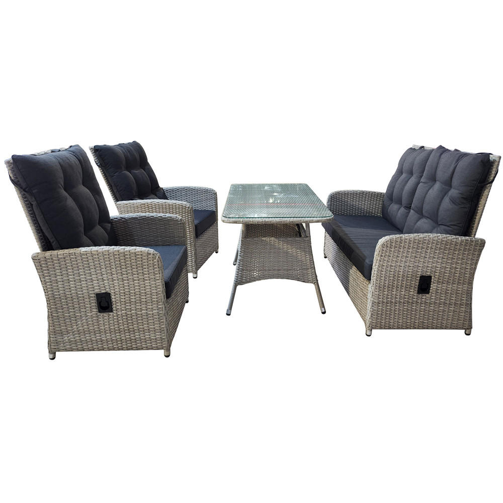 LOUNGE SET 4-tlg. Dayton, Rattan, Grau - Anthrazit/Grau, Kunststoff - dasmöbelwerk