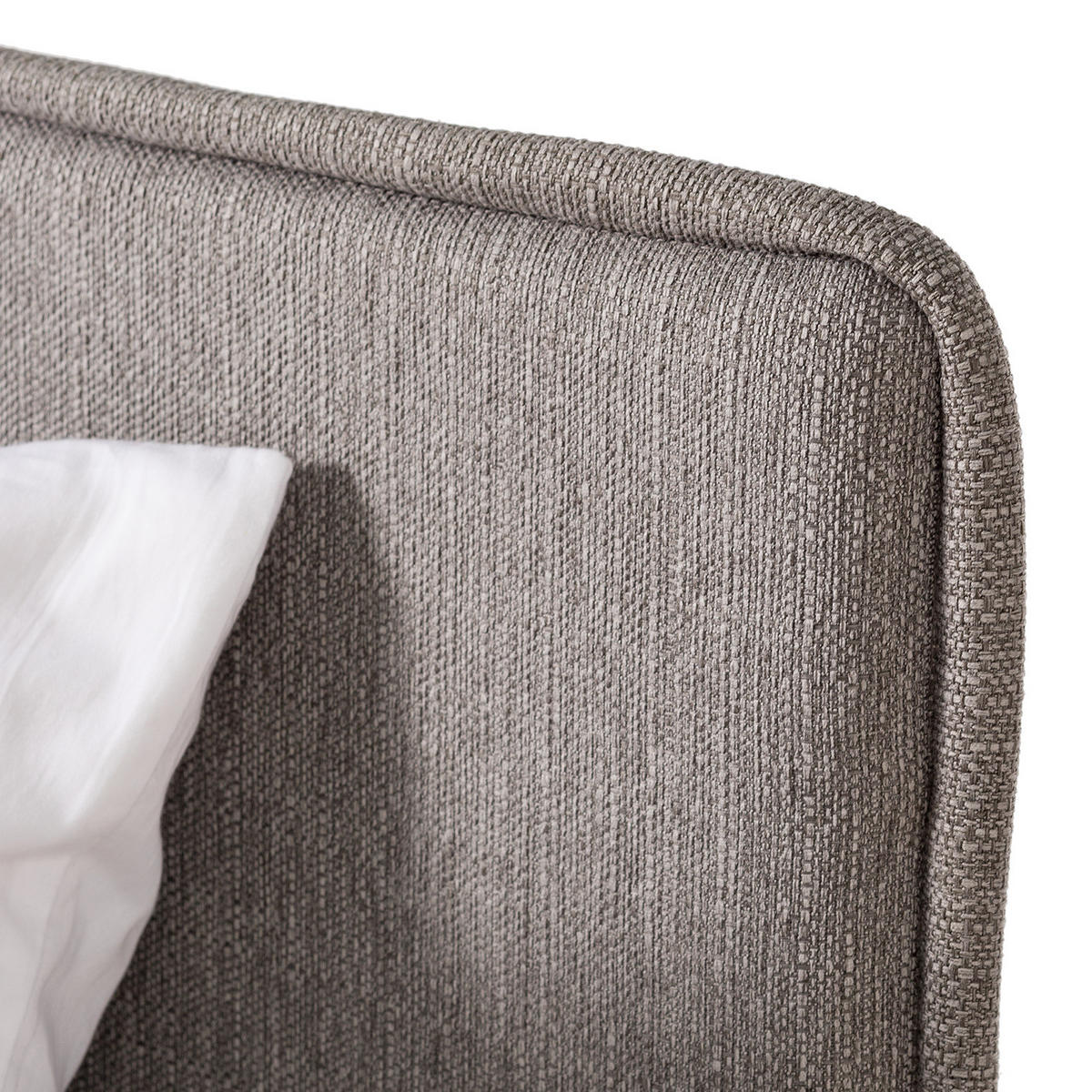 MASSIVHOLZBETT - Webstoff / Eiche massiv - Eichefarben, Textil (180/200cm) - home24