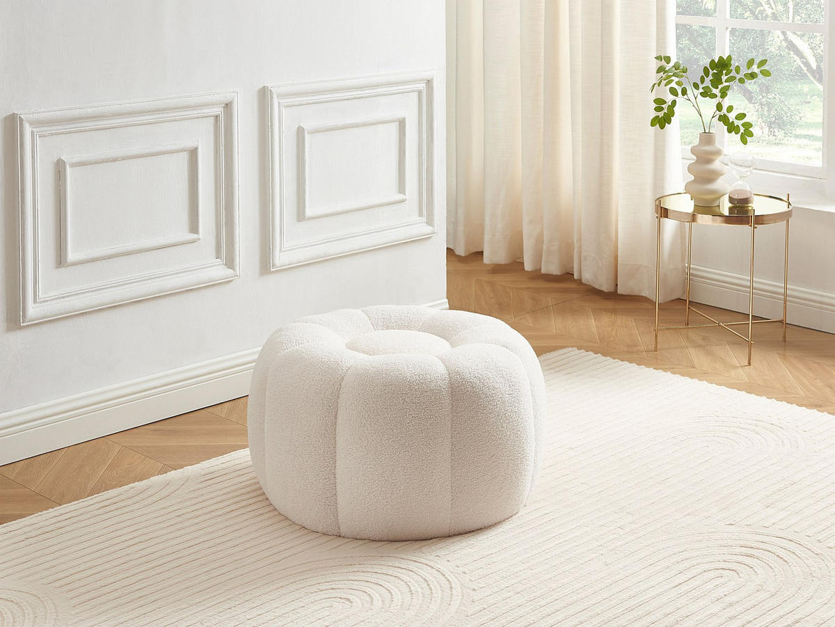 SITZHOCKER - 1 Person - Stoff - Weiß - DELPODA - Weiß, Textil (65/37/65cm) - Vente-Unique
