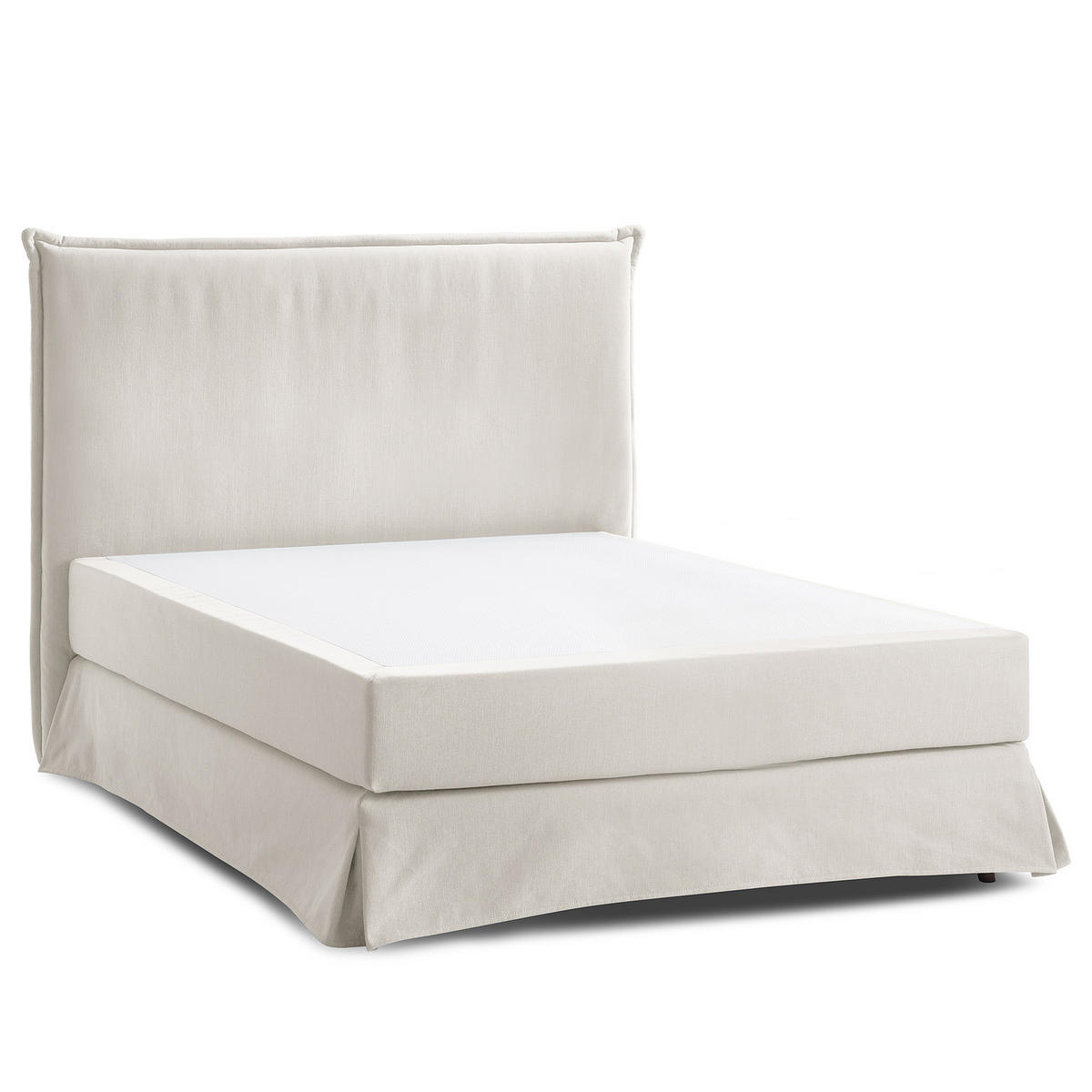 BOXSPRINGBETT mit Husse - Platinfarben, Textil (140/200cm) - home24