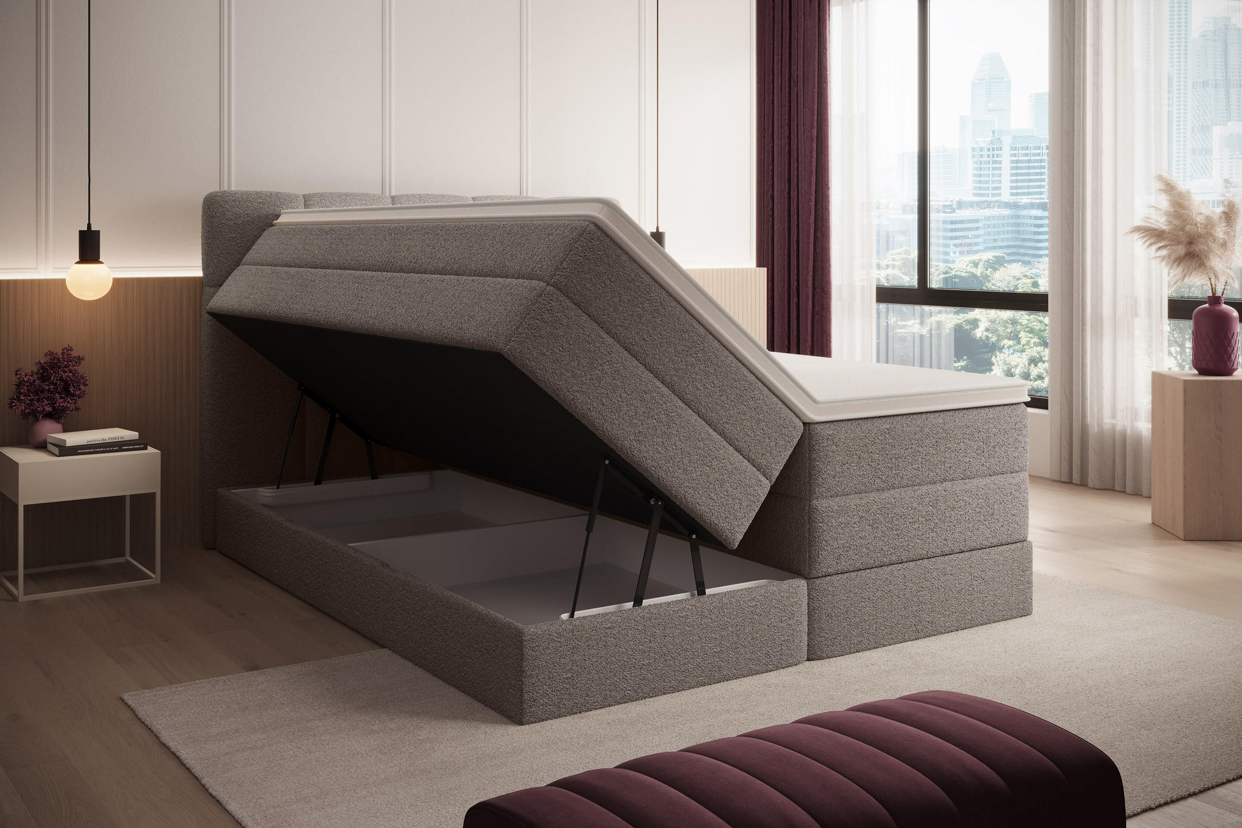 BOXSPRINGBETT Madison 1 braun 160/200 H2/H3 Boucle - Braun, Textil (160/200cm) - wonello