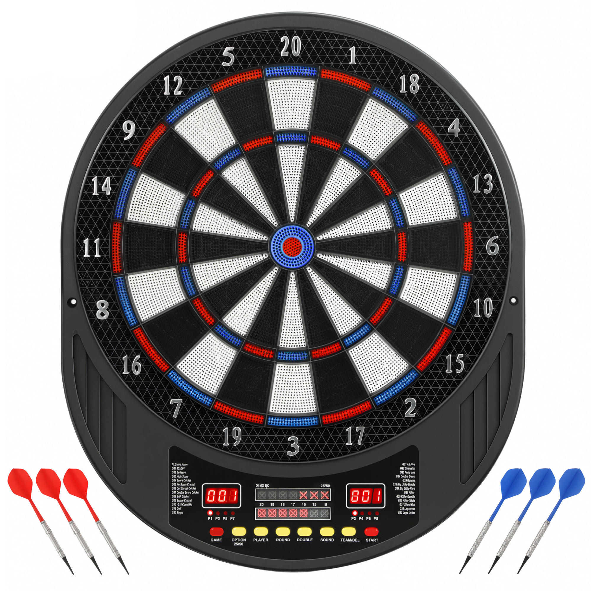 DARTSCHEIBE DE-18831 33 Spiele, 202 Variationen - Schwarz, Kunststoff (44/2.8/53cm) - ComfortXL