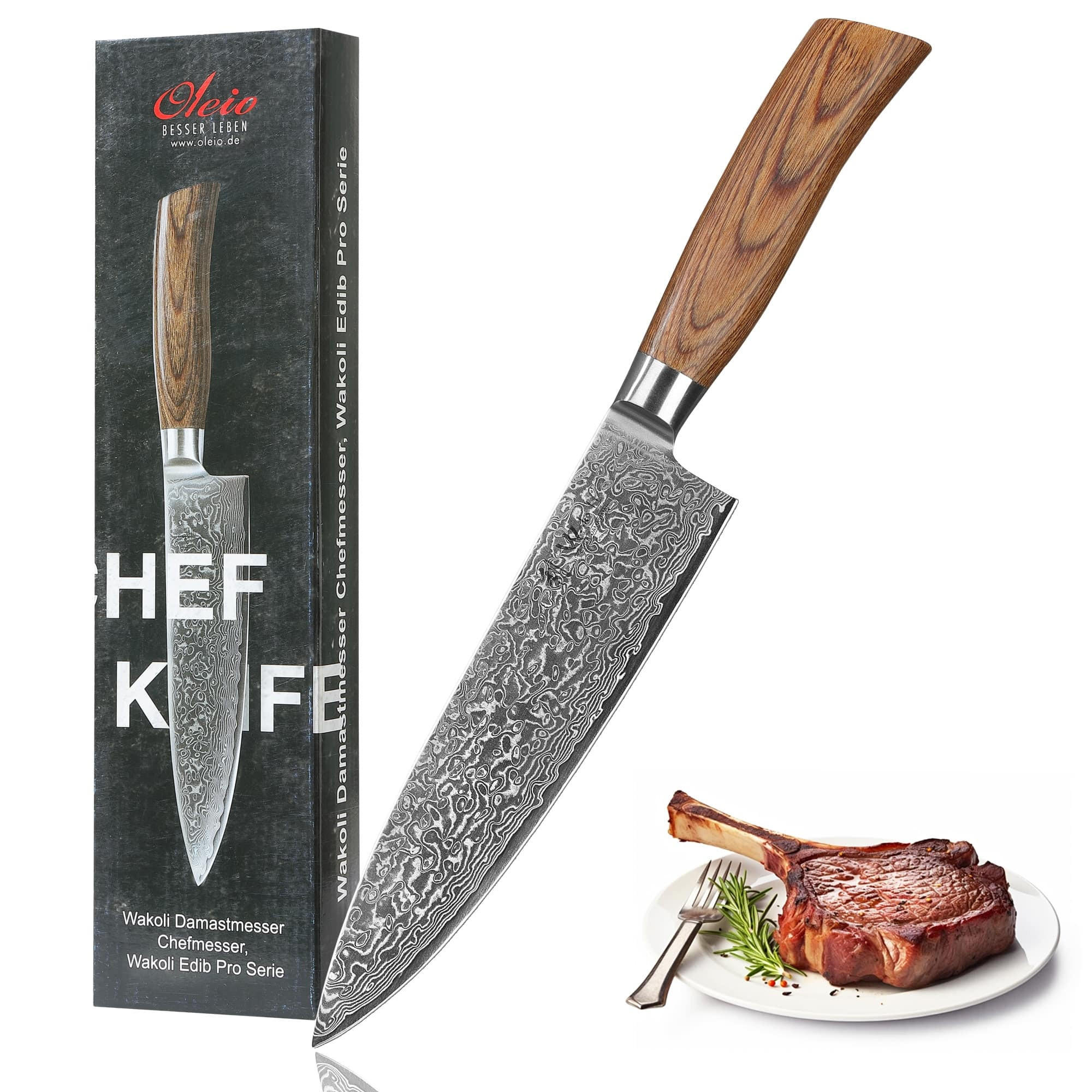 CHEFMESSER 20 cm - Braun, Holz/Metall (34cm) - Wakoli
