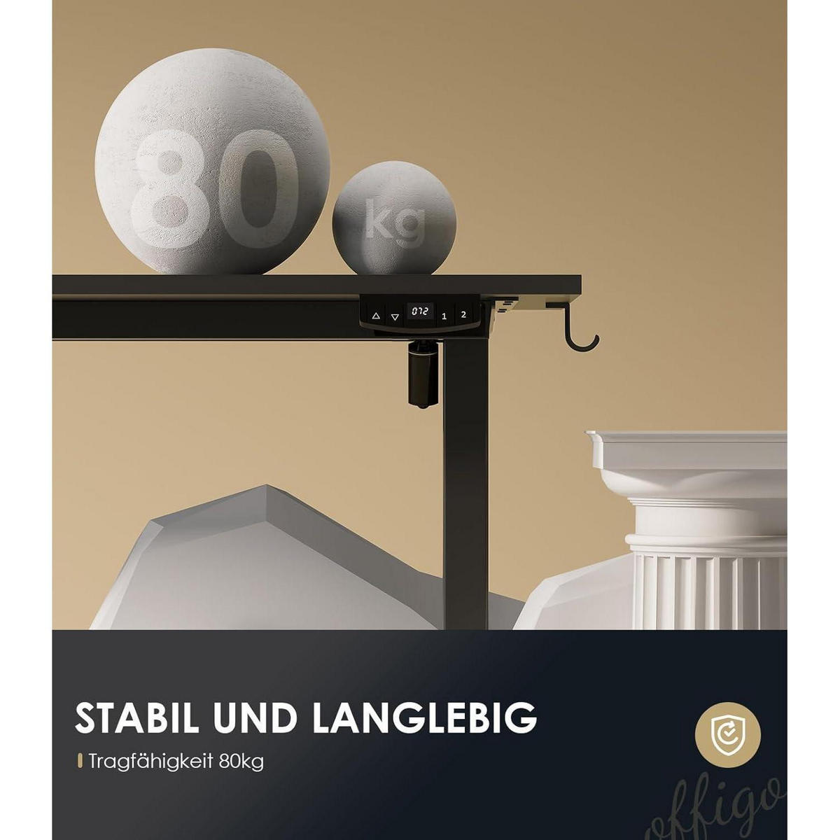 SCHREIBTISCH elektrisch höhenverstellbar 180 cm Schwarz - Schwarz, Holz (70/180/72cm)